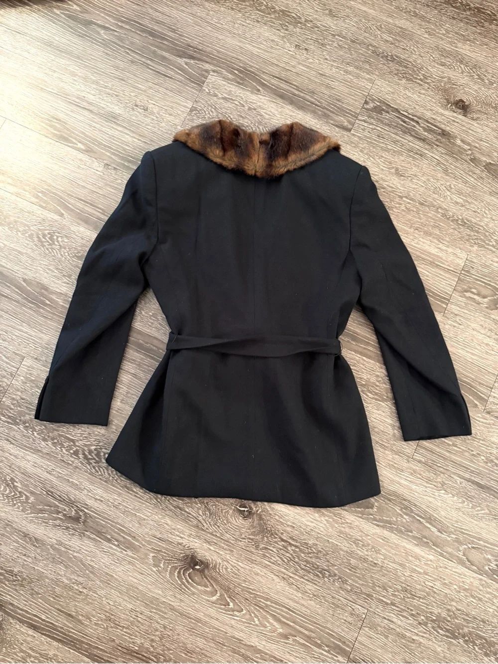 Lauren Ralph Lauren Wool Faux Fur Trim Belted Blazer - Picture 6 of 6